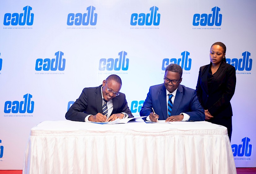 EADB Ag. Director General Benard P. Mono signing a loan agreement of Tzs 20.0 billion with the Tanzania Mortgage Refinance Company Limited (TMRC) CEO, Oscar Mgaya